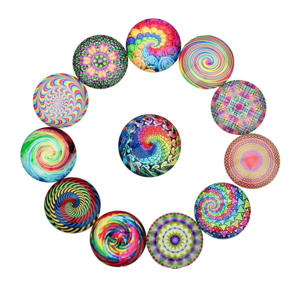 1 Bag 20pcs DIY Gems Glass Sticker Patches Color Spiral Ethnic Pattern Glass Patches (Colorful 14mm)