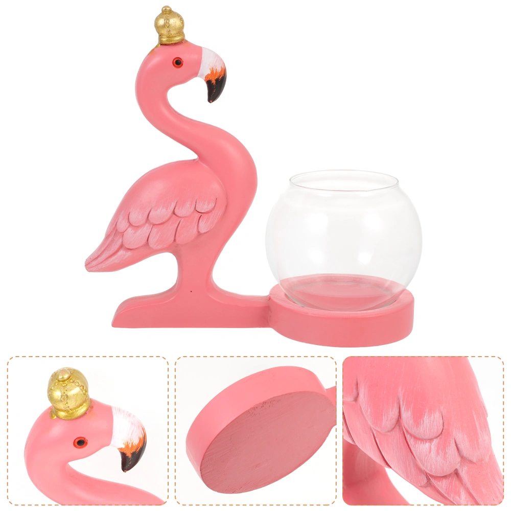 Creative Flamingo Statue Hydroponics Planting Vase Desktop Plant Terrarium Home Decor