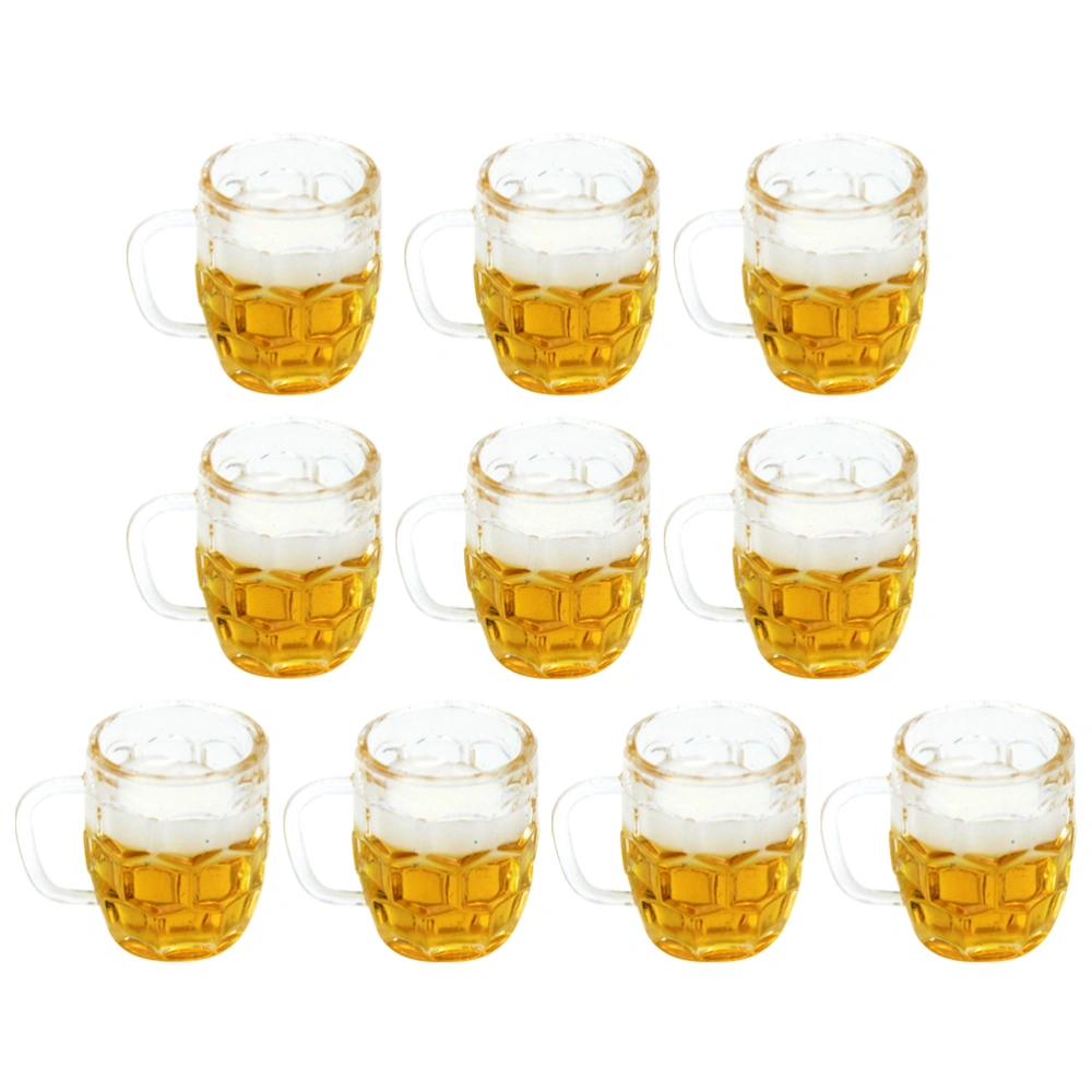 10Pcs Tiny Beer Cups Fake Resin Beer Mugs Photo Props Micro Landscape Ornaments