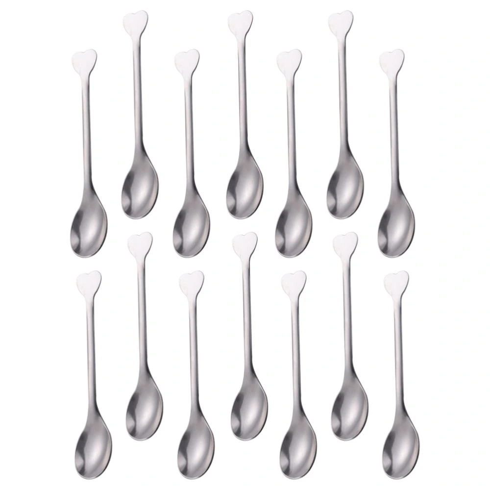 24pcs Creative Heart Designed Spoons Stainless Steel Coffee Stirring Scoops (Silver)