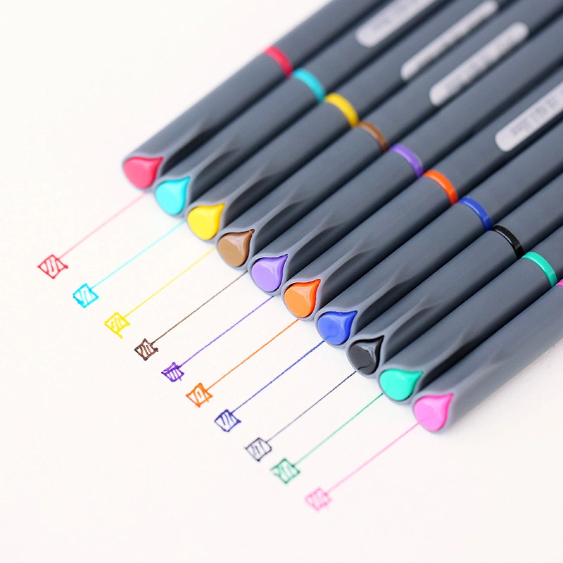 Fineliner Color Pen Set 0.38mm Colored Fine Liner Sketch Drawing Pen Pack of 10 Assorted Colors