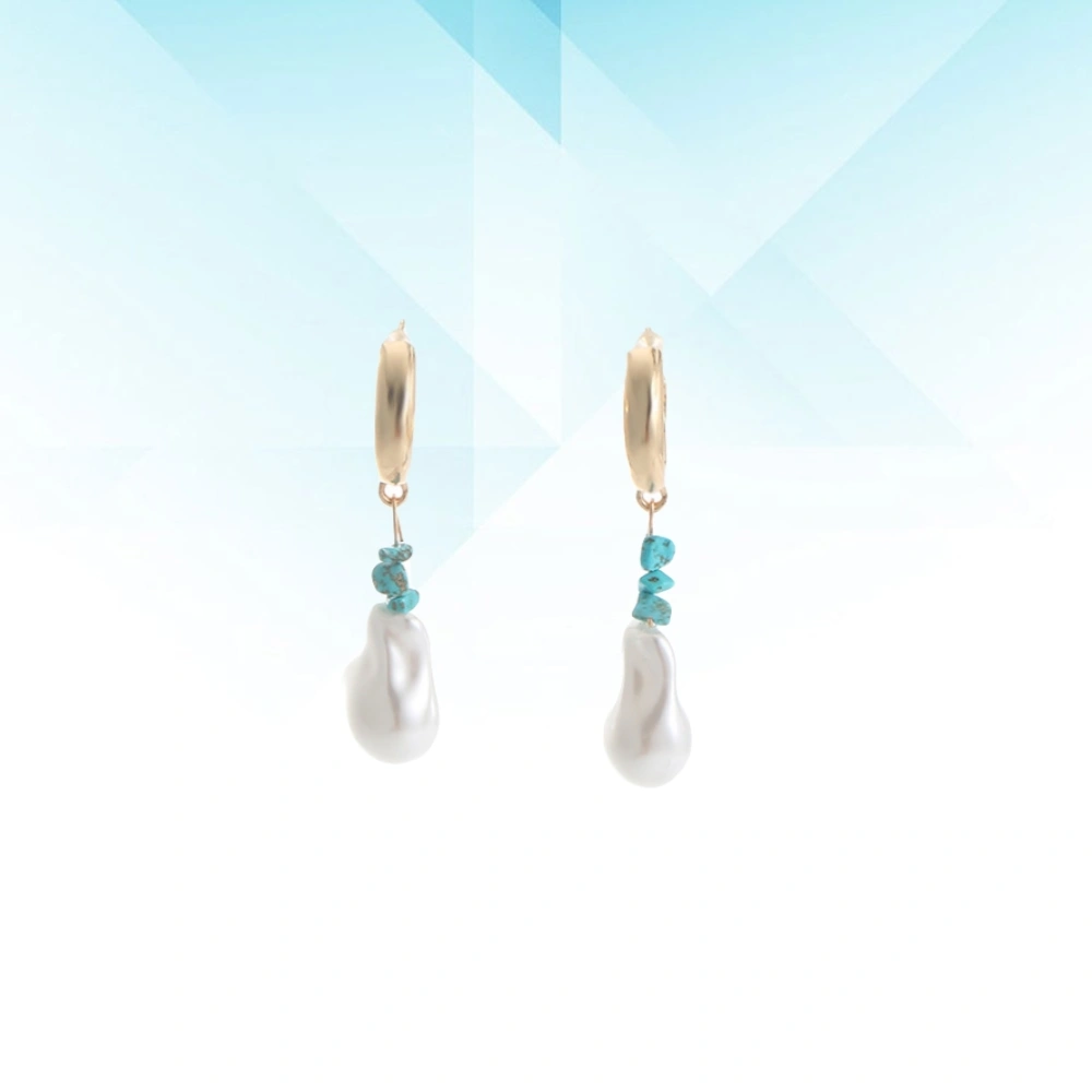 Simple Pearl Kallaite Dangle Earrings Alloy Irregular Earrings Eardrop for Women Girls