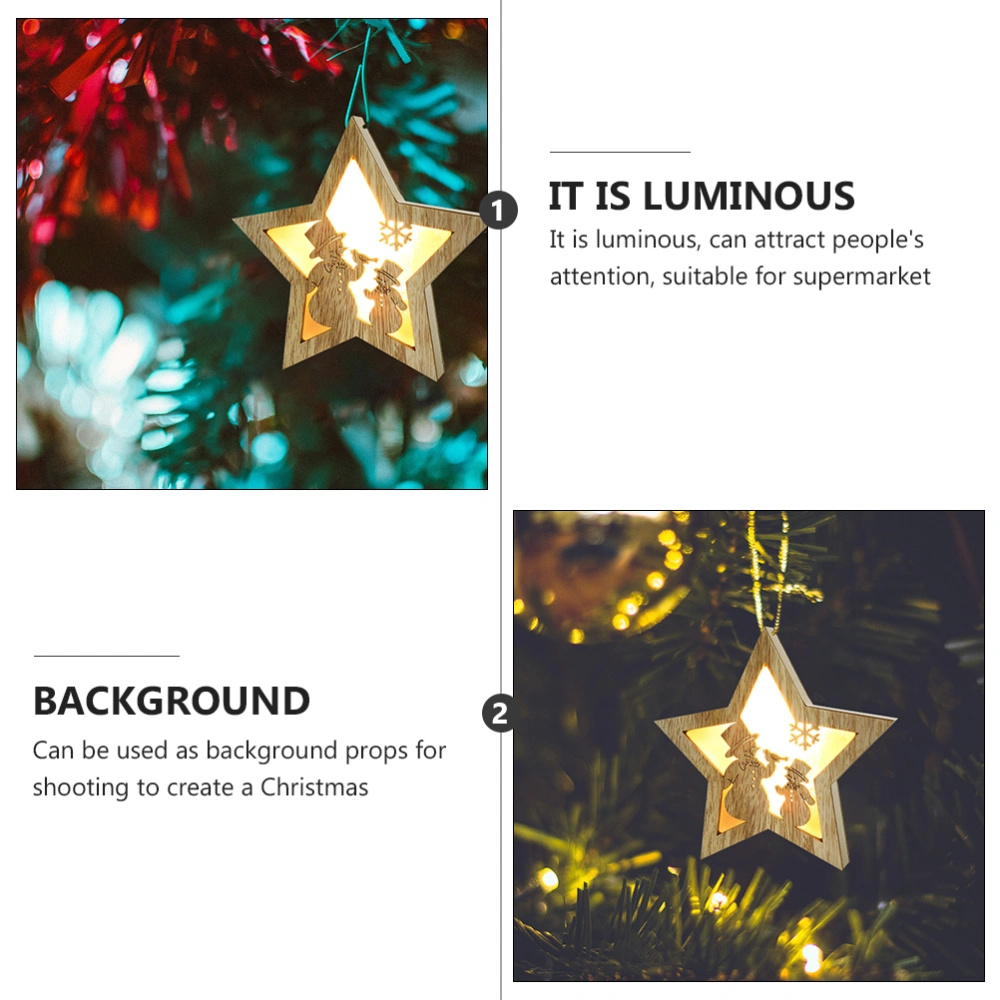 1Pc Christmas Wooden Star LED Pendant Christmas Tree Hanging Ornament (YLSD02-1)