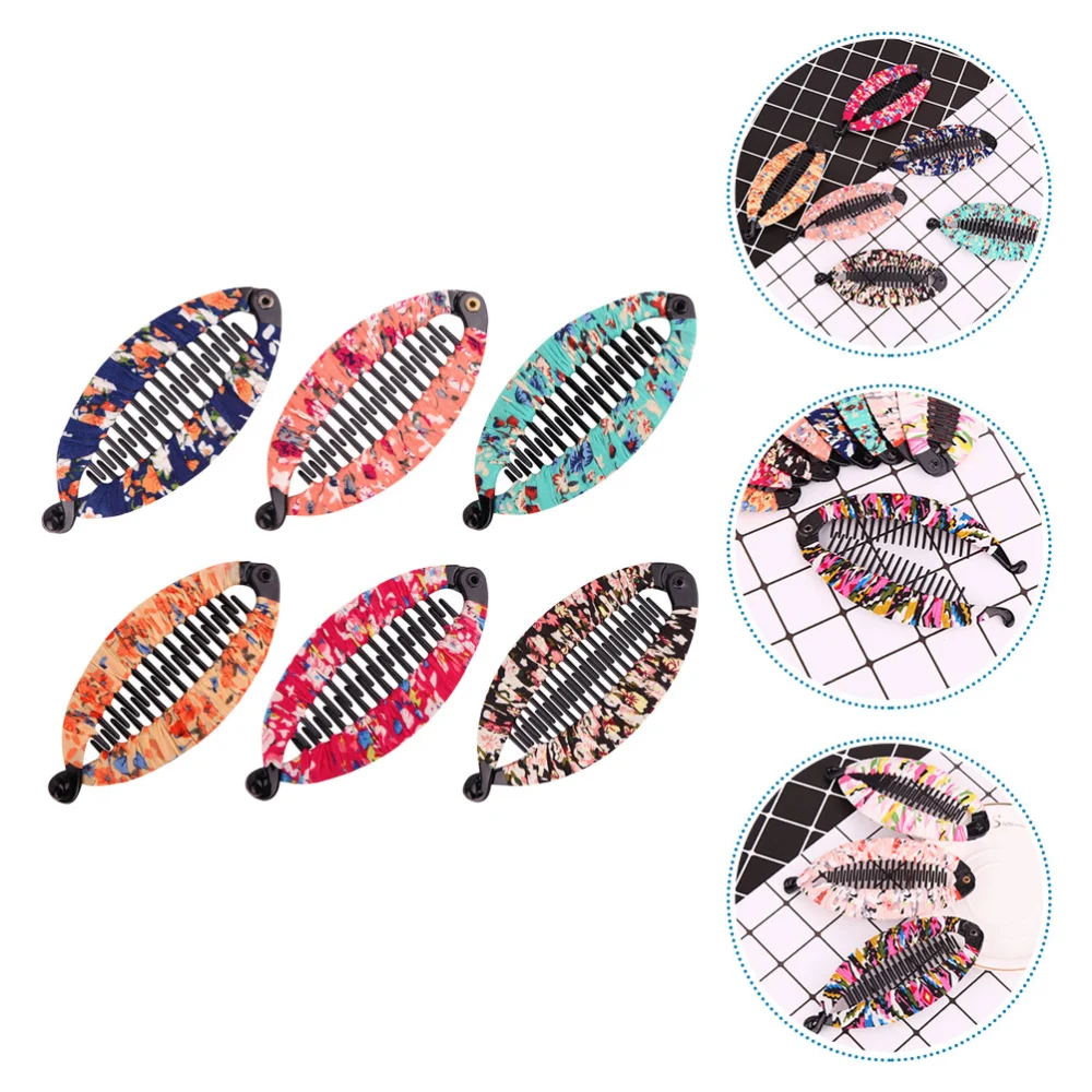 6Pcs Fish Shaped Girl Hairdress Accessories Women Hair Clips Floral Pattern Hair Clips