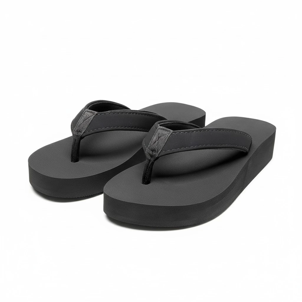 1 Pair Summer Women Wedge Heel Slippers Sandals Thick-Bottom Casual Beach Walk Shoes Beach Flip-flops Comfortable Sandals for Indoor Outdoor (Black Size 40 25cm Length 8US 5.5UK 39EU 9.825 Inch)