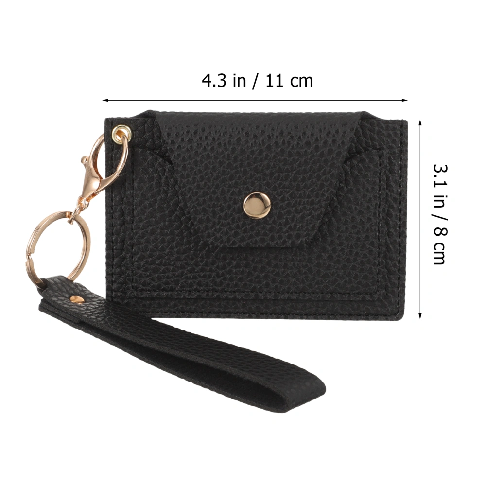 1pc Mini Tote Bag Multi-function Zipper Coin Purse PU Wallet Portable Wallet for Women Ladies (Black)