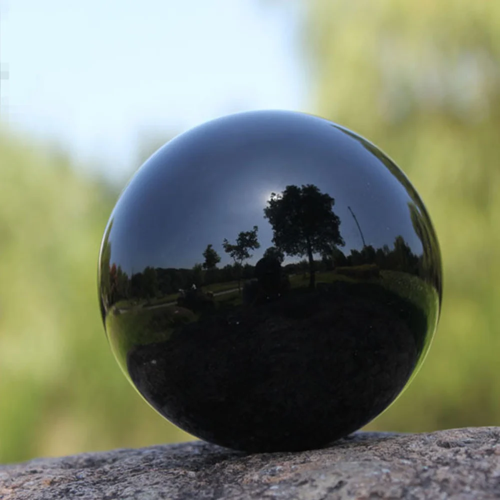 1Pc 3.5cm Exquisite Obsidian Sphere Natural Black Crystal Ball Desktop Ornament for Home Office Table Crafts (Black)