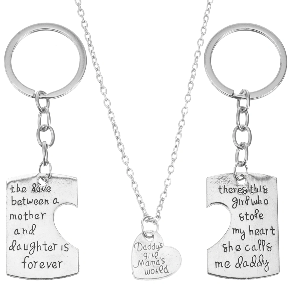 3pcs Daddy Girl Mom Mama World Charm Pendant Key Chain for Family Gift Christmas Birthday Gift