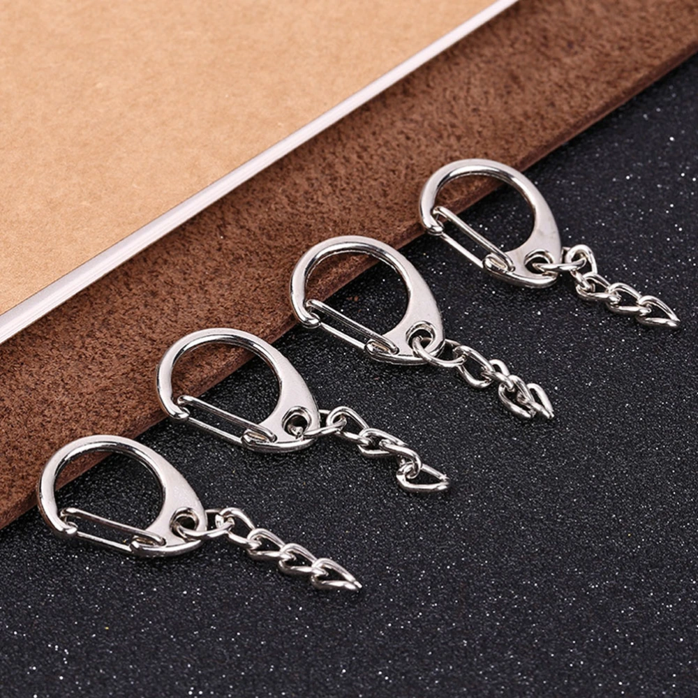 50PCS Creative C-shape Keychains with Chain Practical Key Holder Key Ring Key Decoration Small Gift Hanging Ornaments (Silver)