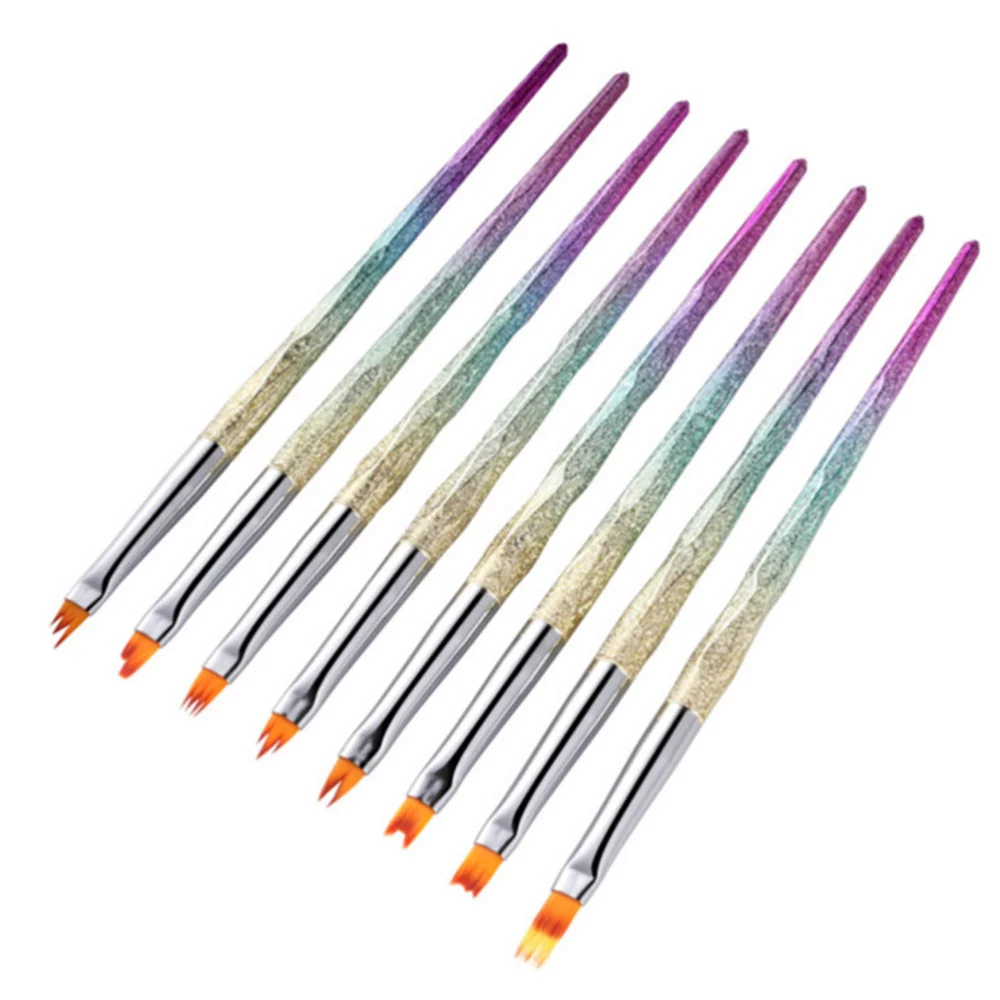 8Pcs Nail Art Painting Drawing Liner Flower Brush Tool Light Therapy Pen Nail Art Gradient Color Rod Brush Tools Nail Art Drawing Pen Brush