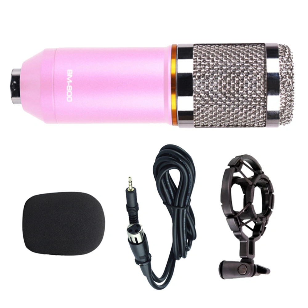 1PC Condenser Microphone Wired Microphone Live Broadcast Mic Phone Karaoke Microphone for Home Studio Pink