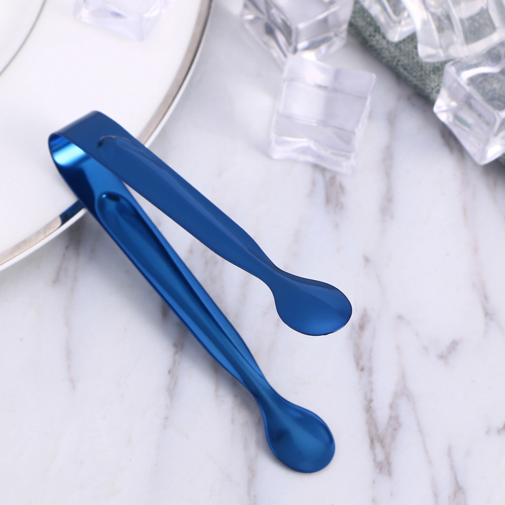 6pcs Ice Tongs Stainless Steel Practical Food Cookie Clamp for Home Store Bar (Blue)