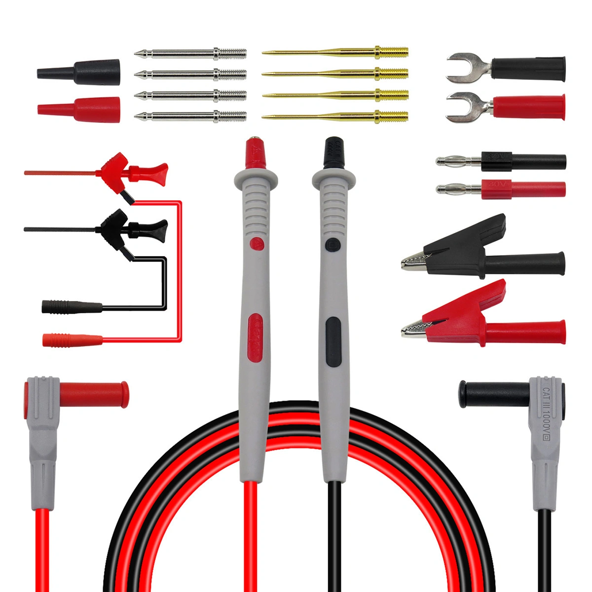 16 Pcs Replaceable Multimeter Probe Test Hook Test Lead Kits 4mm Banana Plug Alligator Clip Test Stick
