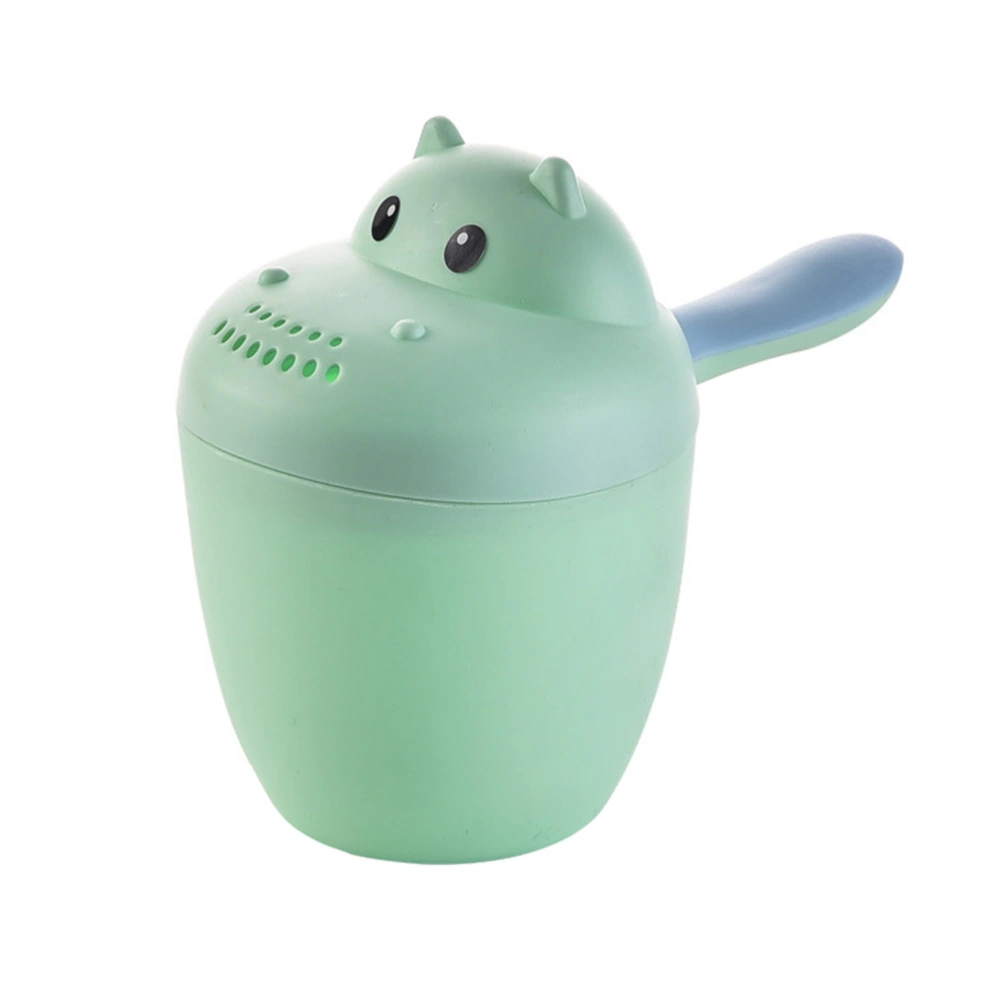 Kids Baby Shampoo Cup Cartoon Hippo Shape Baby Bath Shower Caps Cup Spoons Bath Toys for Children Birthday Gift (Green)