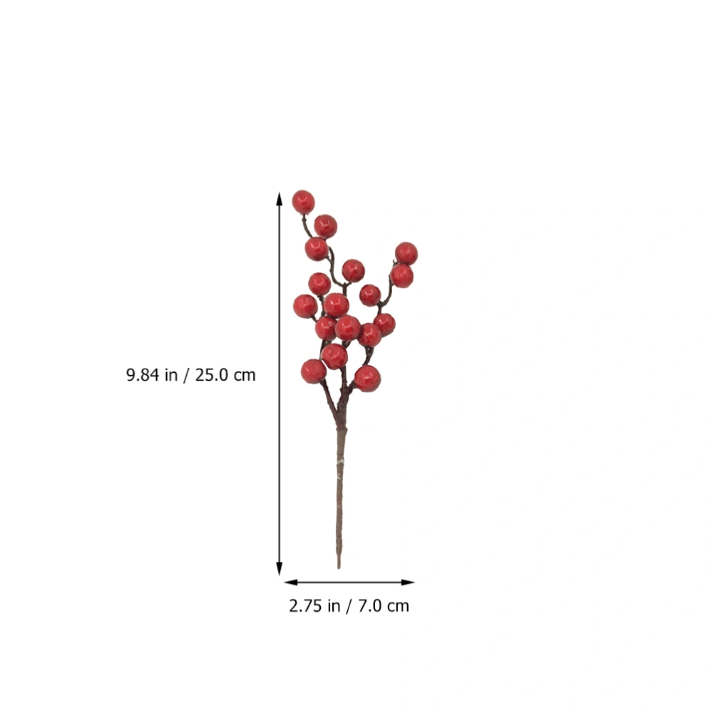 10Pcs Simulation Bubble Cherry Branches Christmas Home Evening Party Decor (Red)