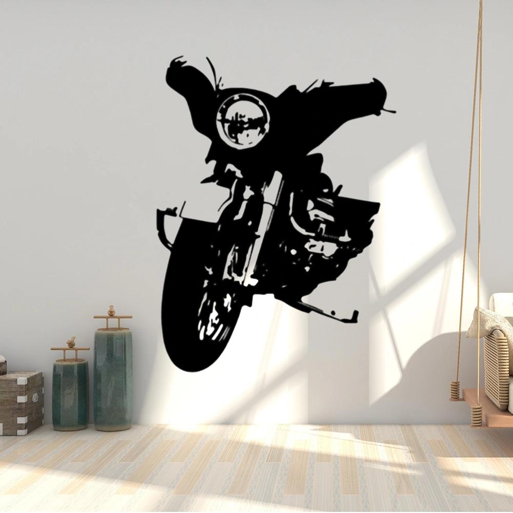 1 Pc Men Motorcycle Wall Stickers Removable TV Background Home Boys Room Decoration Mural Decals (Black)