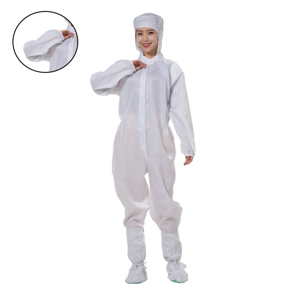 Dustproof Protective Clothing Antistatic Hooded Suit Laboratory Clean Clothes (White, Without Shoes, Size XL)