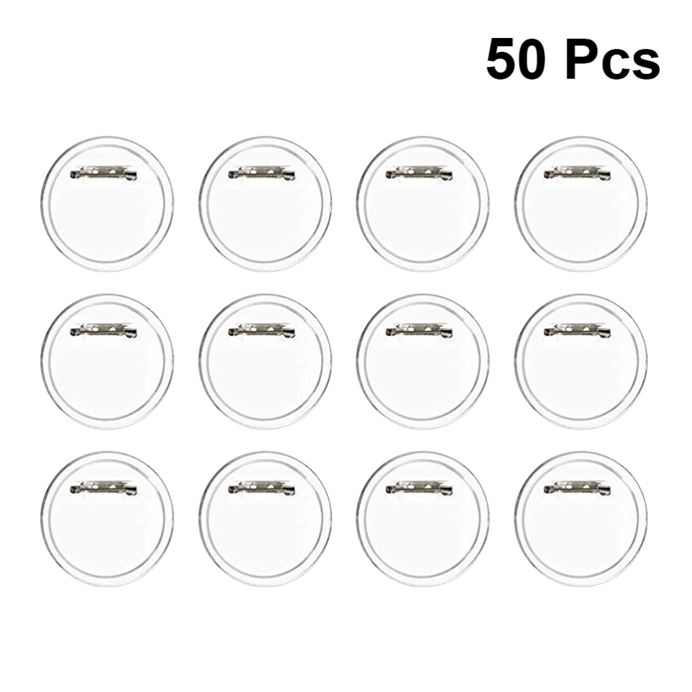 50pcs Diameter 40mm Round DIY Brooch Acrylic Badge Brooch Accessories Transparent Brooch