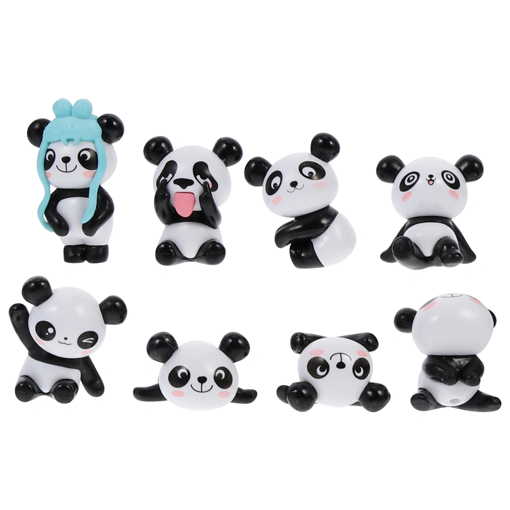 8pcs Miniature Panda Cake Decors Decorative Animal Models Panda Design Cake Decor