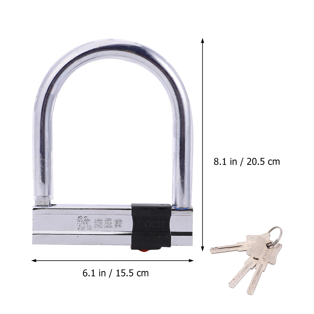 1Pc Bike Lock Heavy Duty Anti Theft Lock Hydraulic Resistance U Shaped Lock Shackle for Outdoor Cycling Security (Blade Lock Cylinder)