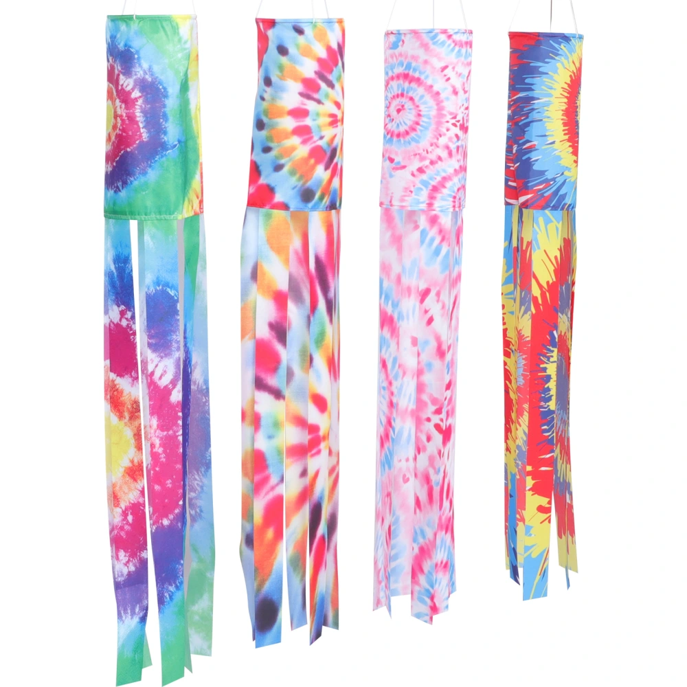 4Pcs Decorative Flag Windsocks Hanging Tie Dye Windsock Flags Outdoor Garden Windsock Decors