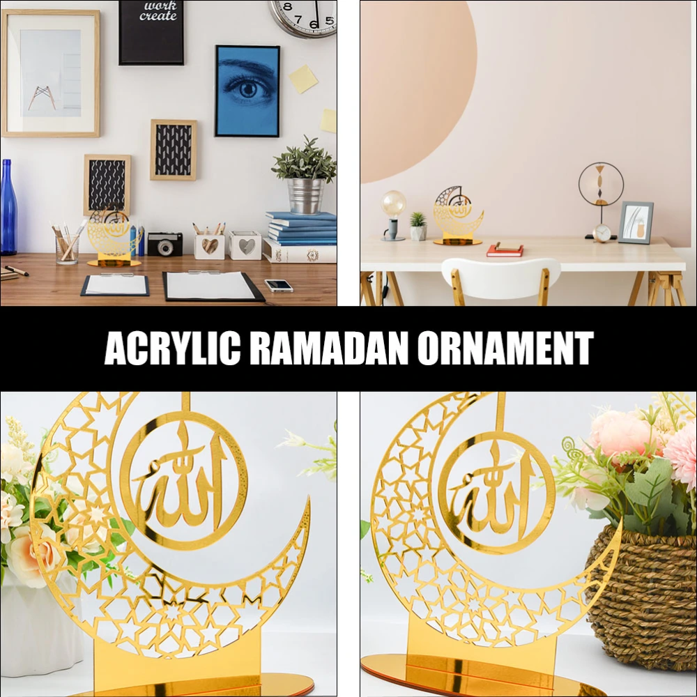 Hollow Ramadan Mubarak Ornament Acrylic Desktop Decoration for Eid Mubarak