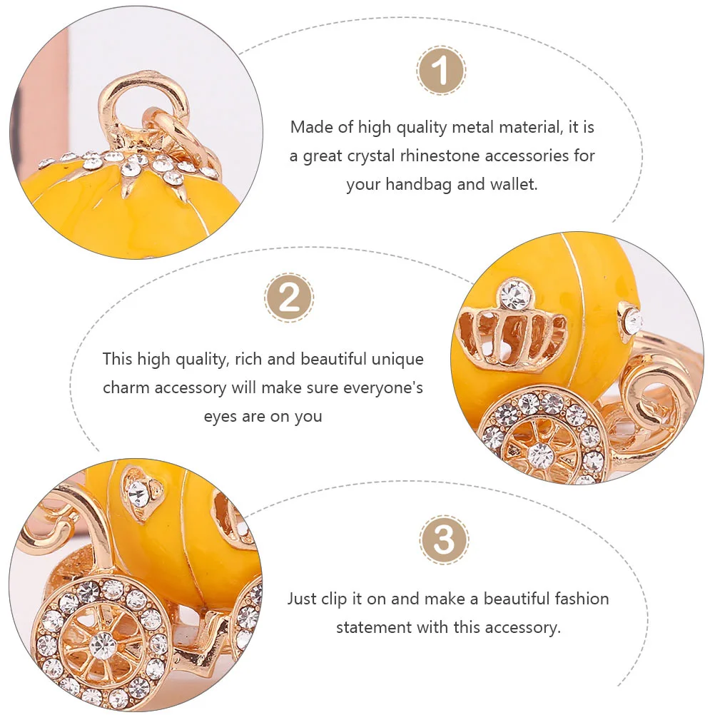 Rhinestone Pumpkin Carriage Keyring Cartoon Pendant Keychains Wallet Keyring
