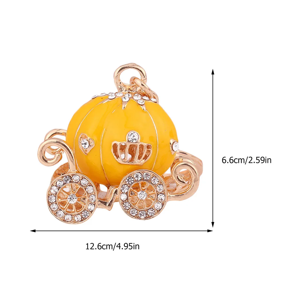 Rhinestone Pumpkin Carriage Keyring Cartoon Pendant Keychains Wallet Keyring
