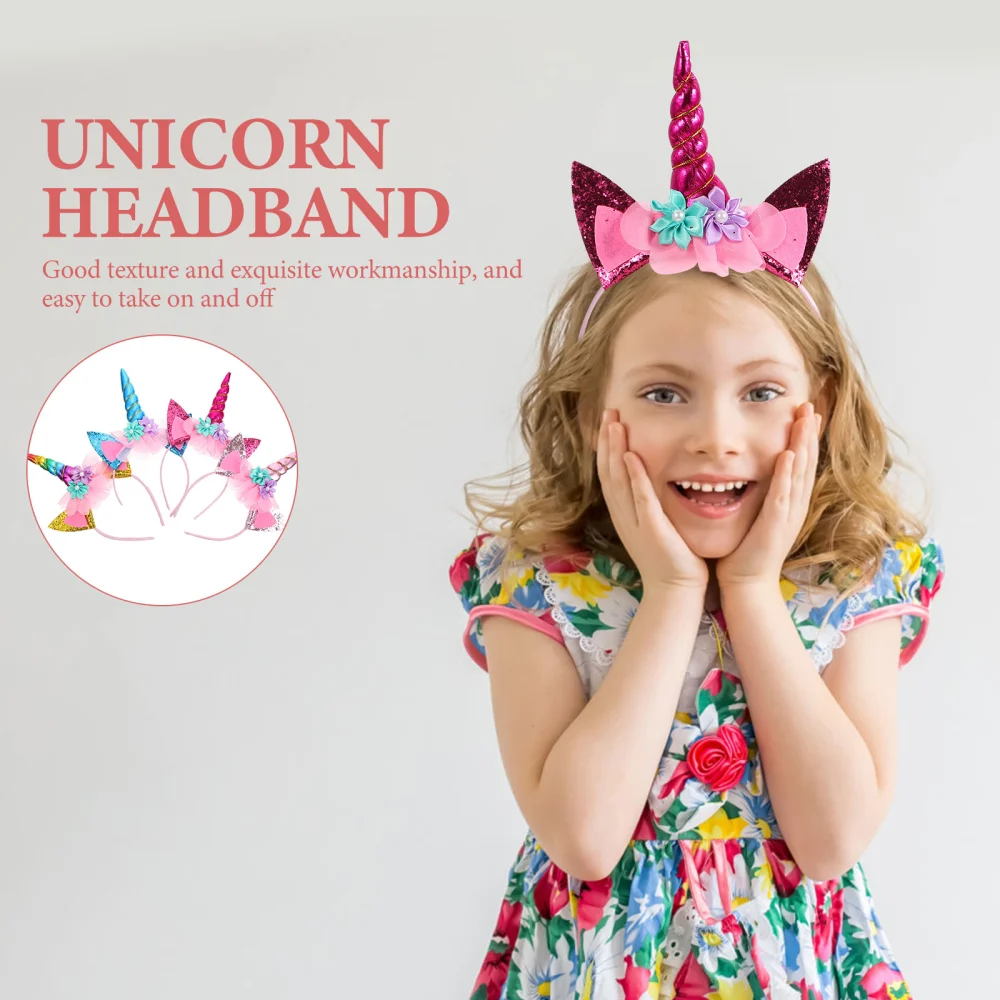 4pcs Unicorn Headband Birthday Party Hair Hoops Hair Accesorries for Kids