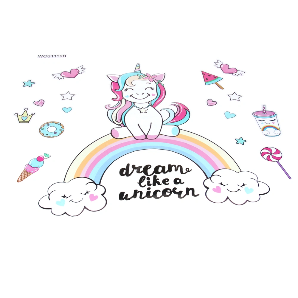 38x42cm Rainbow Unicorn Wall Paste Mural Art Poster for Room Decoration