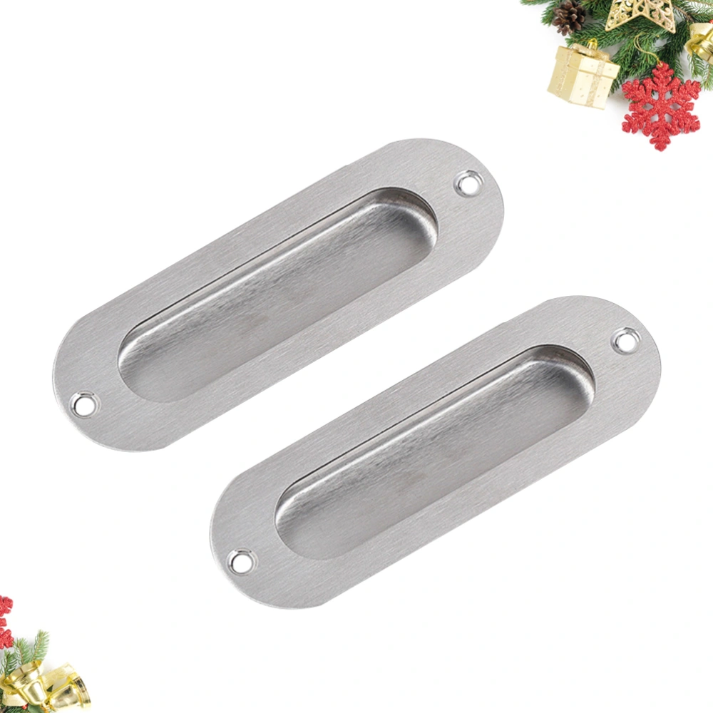 2Pcs Simple Stainless Steel Invisible Modern Handle Kitchen Cabinet Pull Door Seal Drawer Knob with Screwings(19)