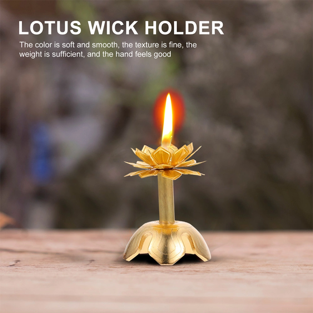 2Pcs Lotus Wick Stand Wick Candlestick Temple Pray Oil Holder Buddha Supply