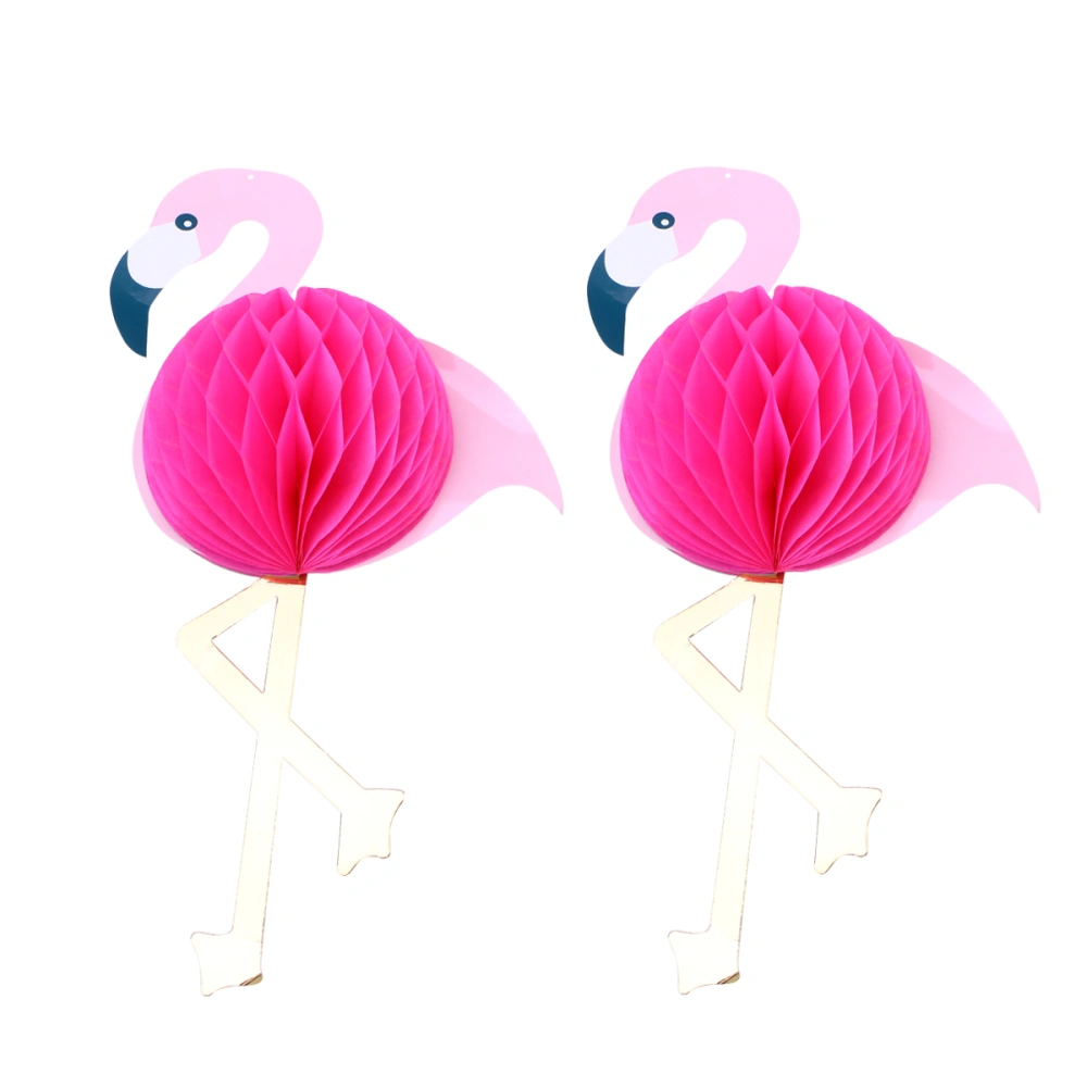 2pcs Pink Flamingo Honeycomb Decorations Luau Birthday Hawaiian Party Supplies