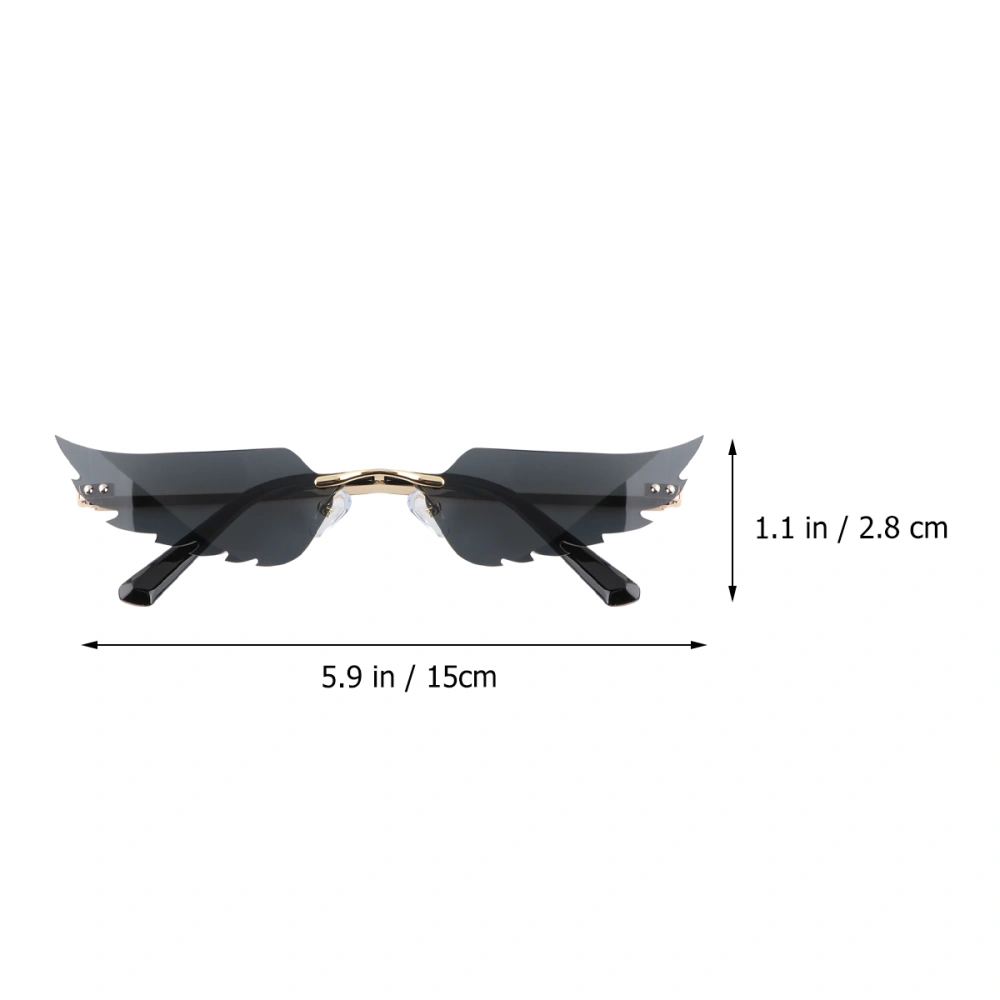 Angel Wing Shaped Sunglasses All-Match Eyewear Fashion Glasses Party Props Black (Golden Frame)