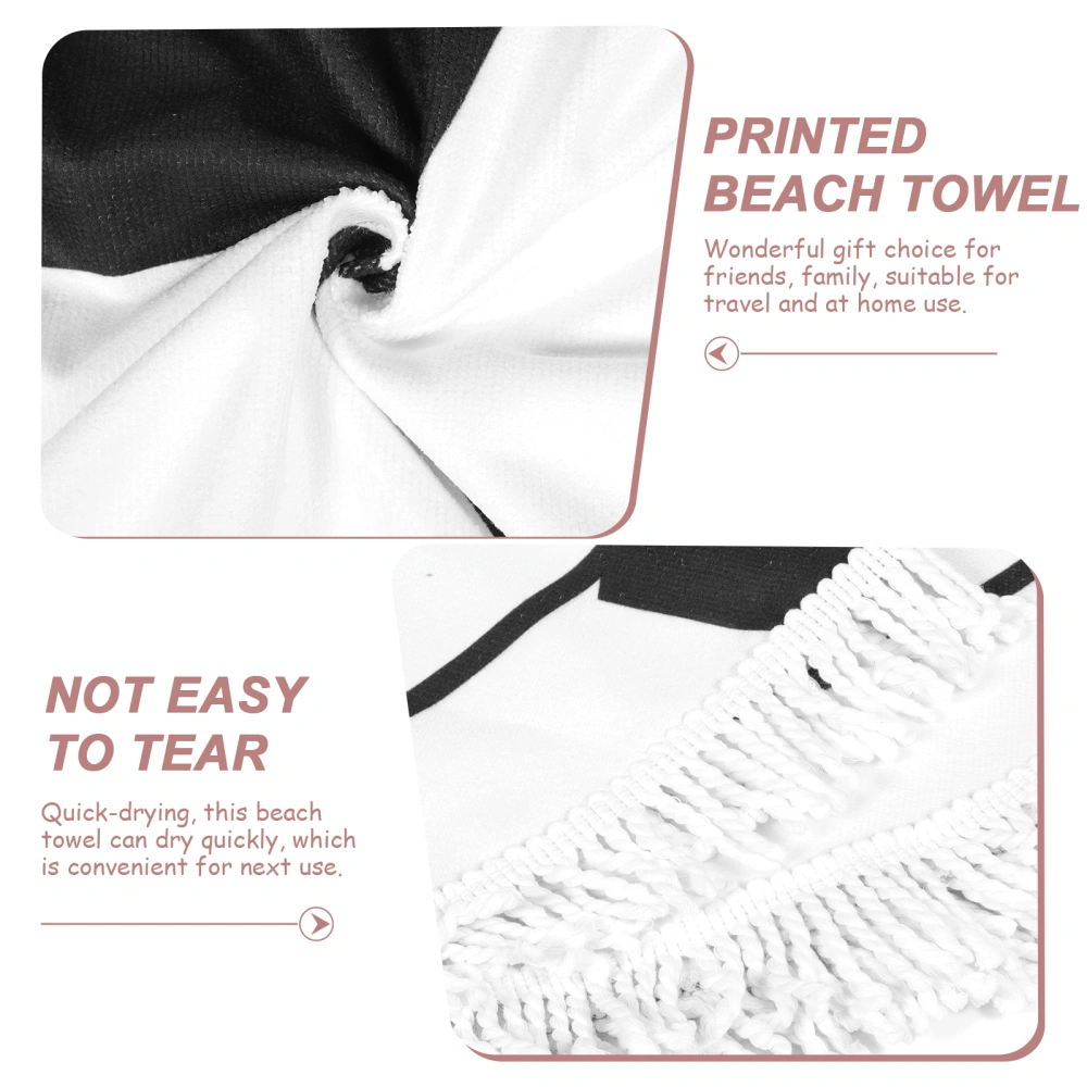 Microfiber Beach Towel Round Beach Towel Portable Beach Towel with Tassel Balls Pattern Beach Towel