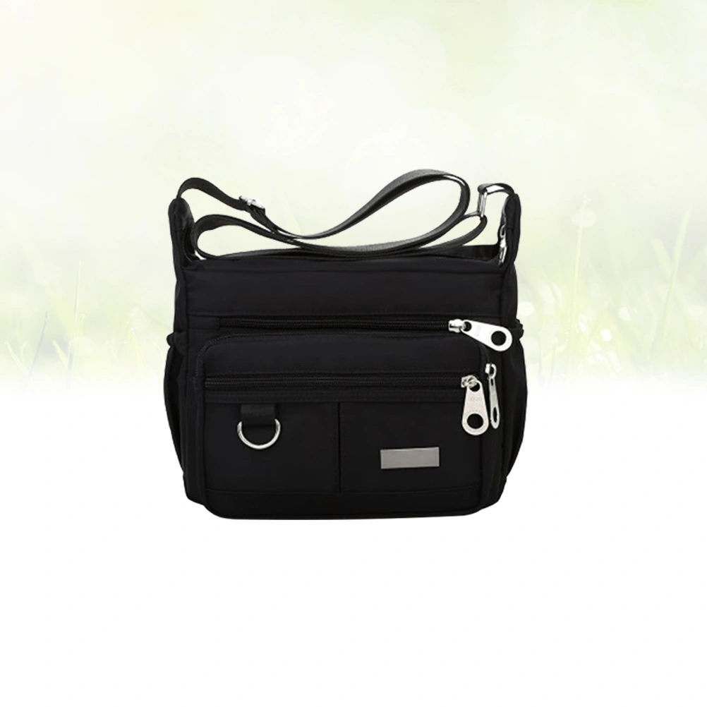 Simple Oxford Cloth Single Shoulder Messenger Bag Leisure Large Capacity Crossbody Bag Women Handbag (Black)