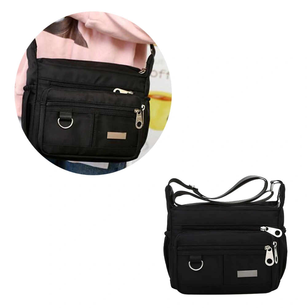 Simple Oxford Cloth Single Shoulder Messenger Bag Leisure Large Capacity Crossbody Bag Women Handbag (Black)