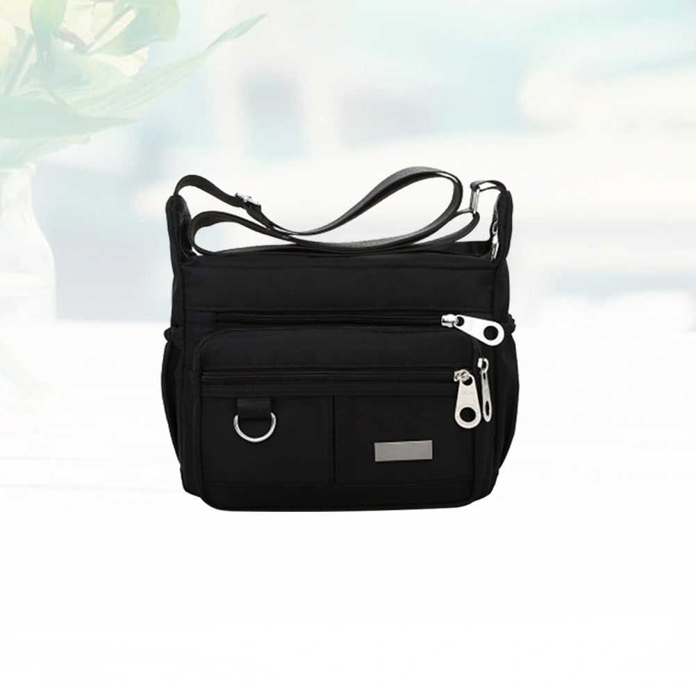 Simple Oxford Cloth Single Shoulder Messenger Bag Leisure Large Capacity Crossbody Bag Women Handbag (Black)