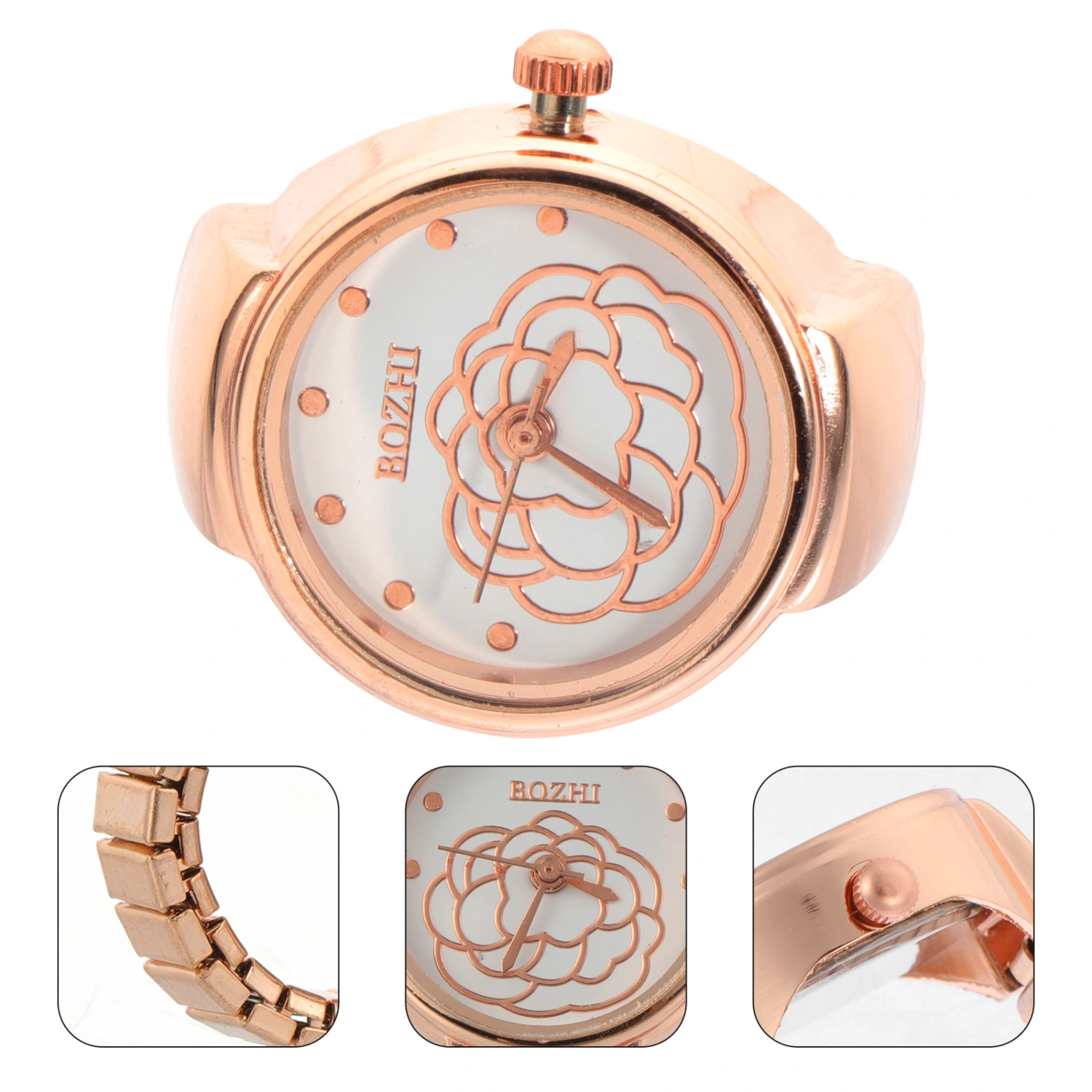 Elastic Round Dial Finger Ring Watch Women Men Finger Watch Fashion Birthday Gift