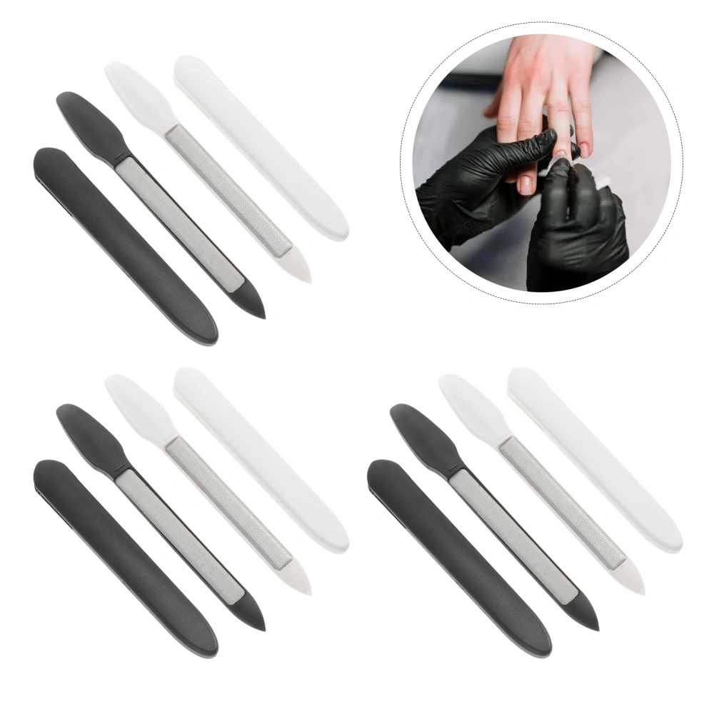 6Pcs Stainless Steel Nail Files Pedicure Files Handheld Pedicure Nail Files (Black White)