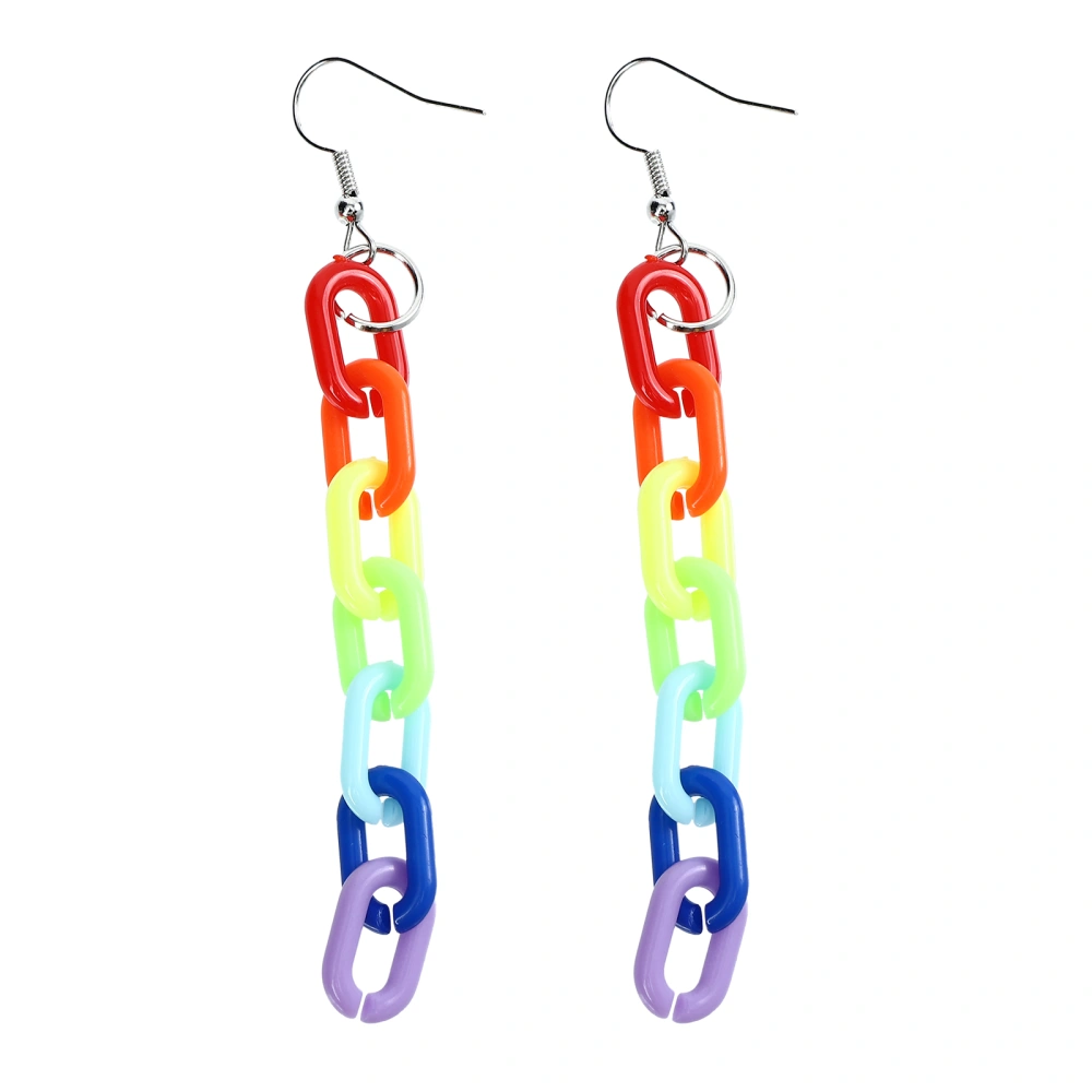 1 Pair Dangle Acrylic Chain Pendant Earrings Rainbow Color Earrings for Women