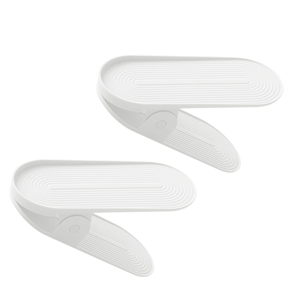 2pcs Adjustable Shoe Rack Plastic Small Shoe Cabinet Removable Heels Rack (Random Style)