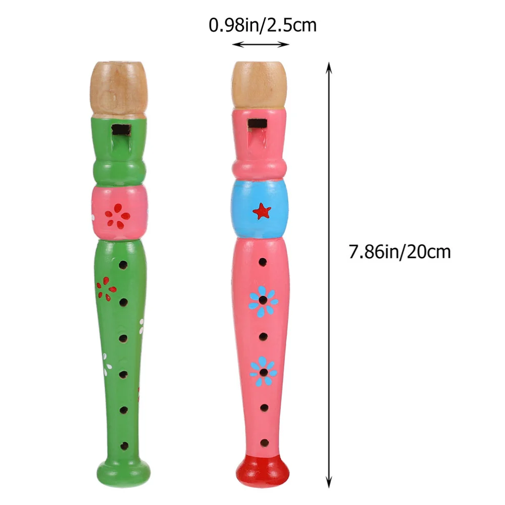 2Pcs Orff Children's 6 Hole Wooden Clarinet Orff Music Instrument Toy Flute