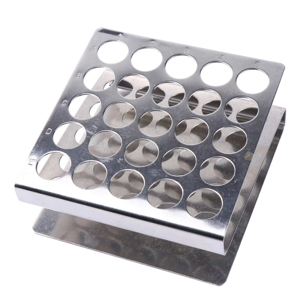 Metal 25 Vents Test Tube Rack Holder Z Shaped Pipe Stand School Laboratory Supplies Accessories for School (Silver)