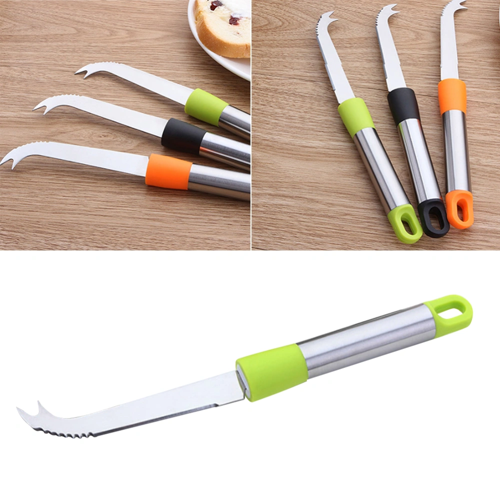 1pc Stainless Steel Cheese Cheese Ham Slicer Cutter with Forked Tip Serrated (Green)