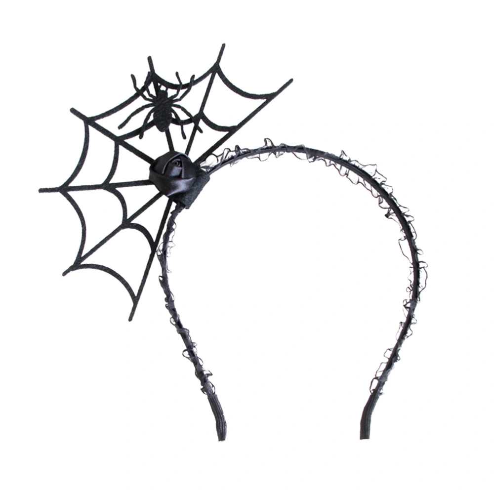 Halloween Headband Spider Web Ghost Head Piece Hair Band Accessory Party Costume Favors Supplies (Black)