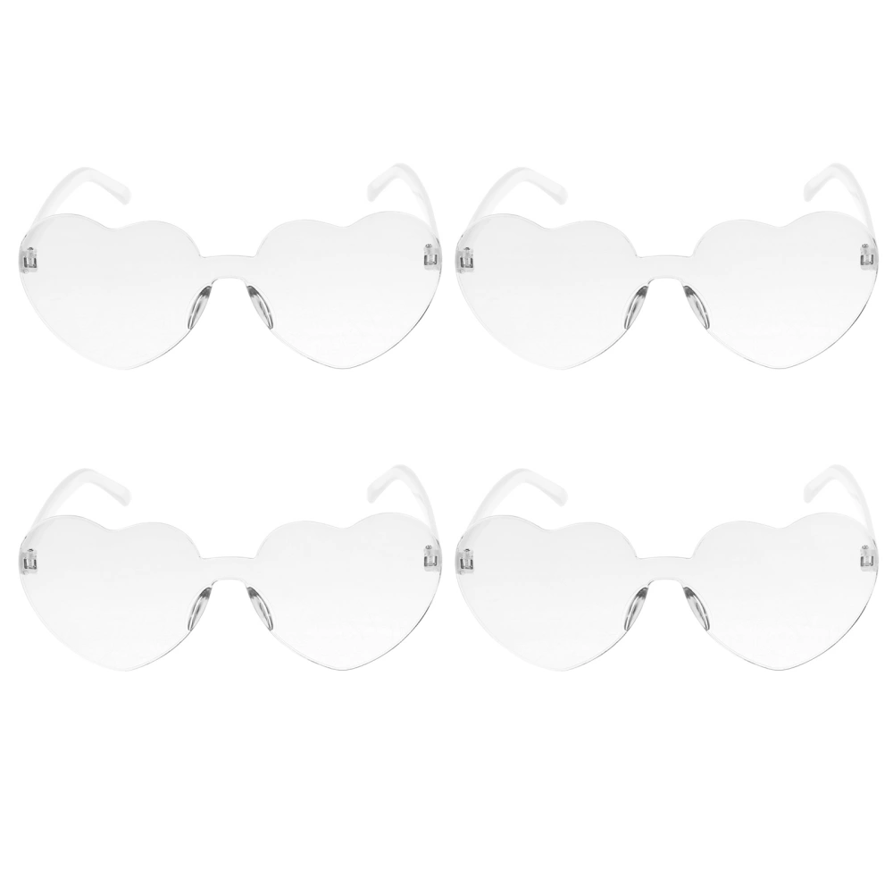 4pcs Heart Glasses Frameless Eyeglasses Fashion Eyeglasses Beach Party Favors