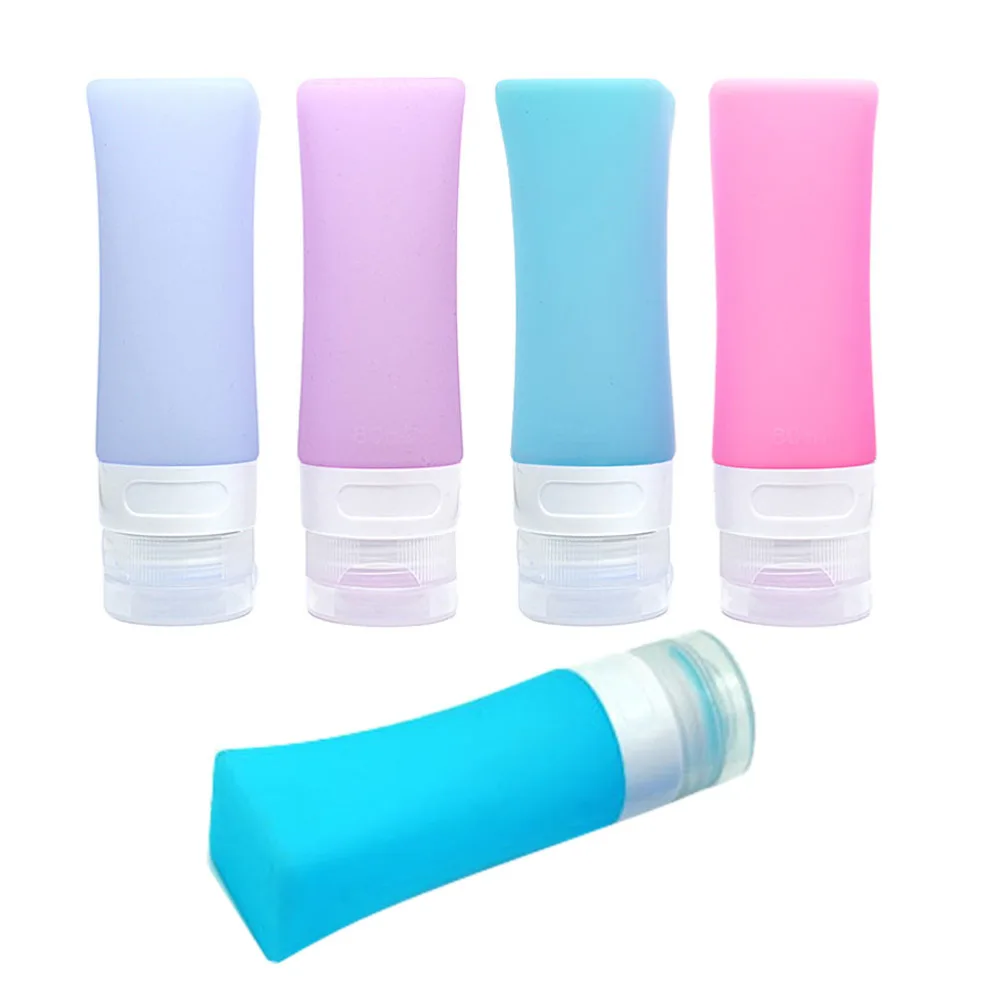 4Pcs 60ML Travel Bottles Silicone Containers Refillable Portable Bottle with Bag