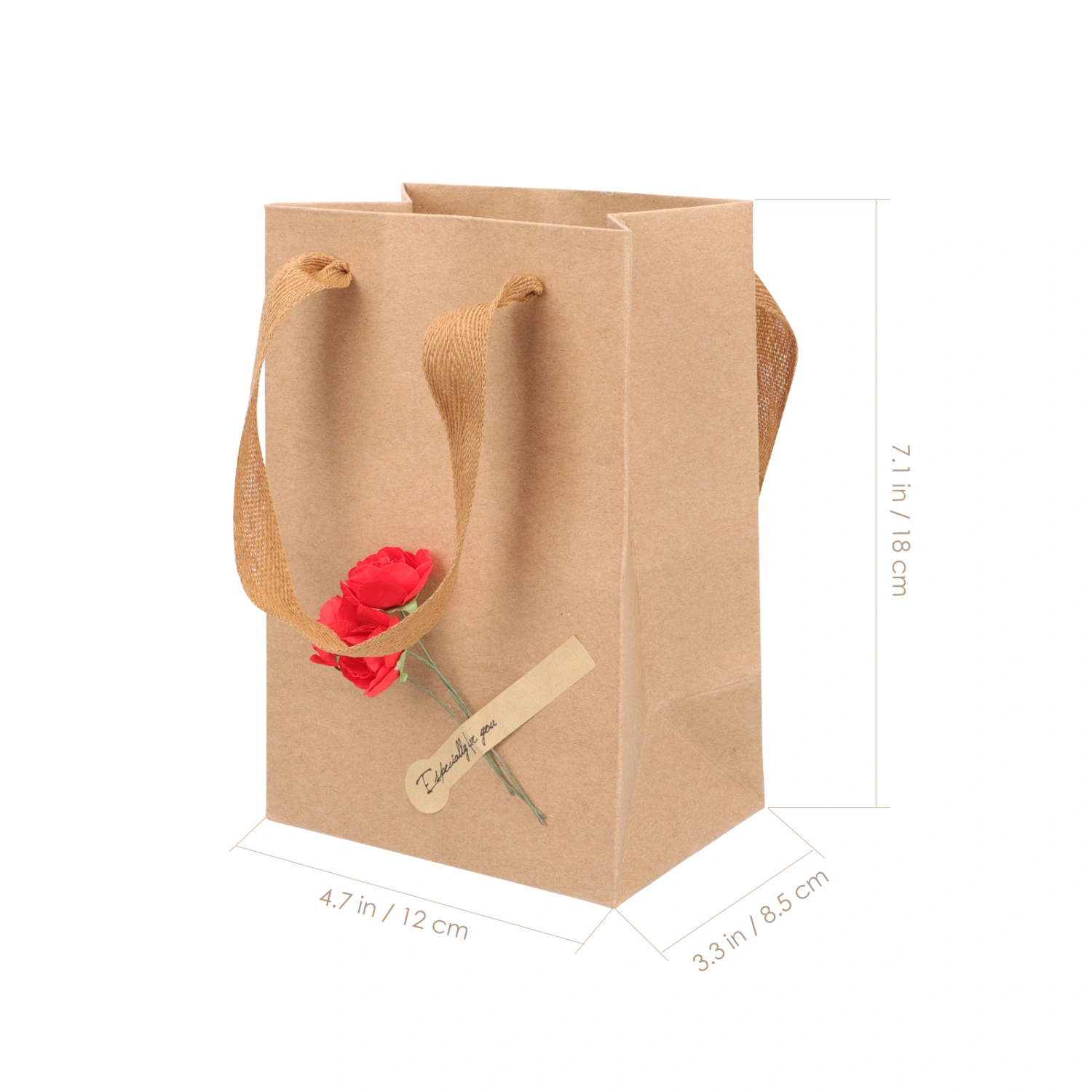6Pcs Kraft Paper Bags Kraft Takeaway Bags Paper Bags with Handles Paper Bags