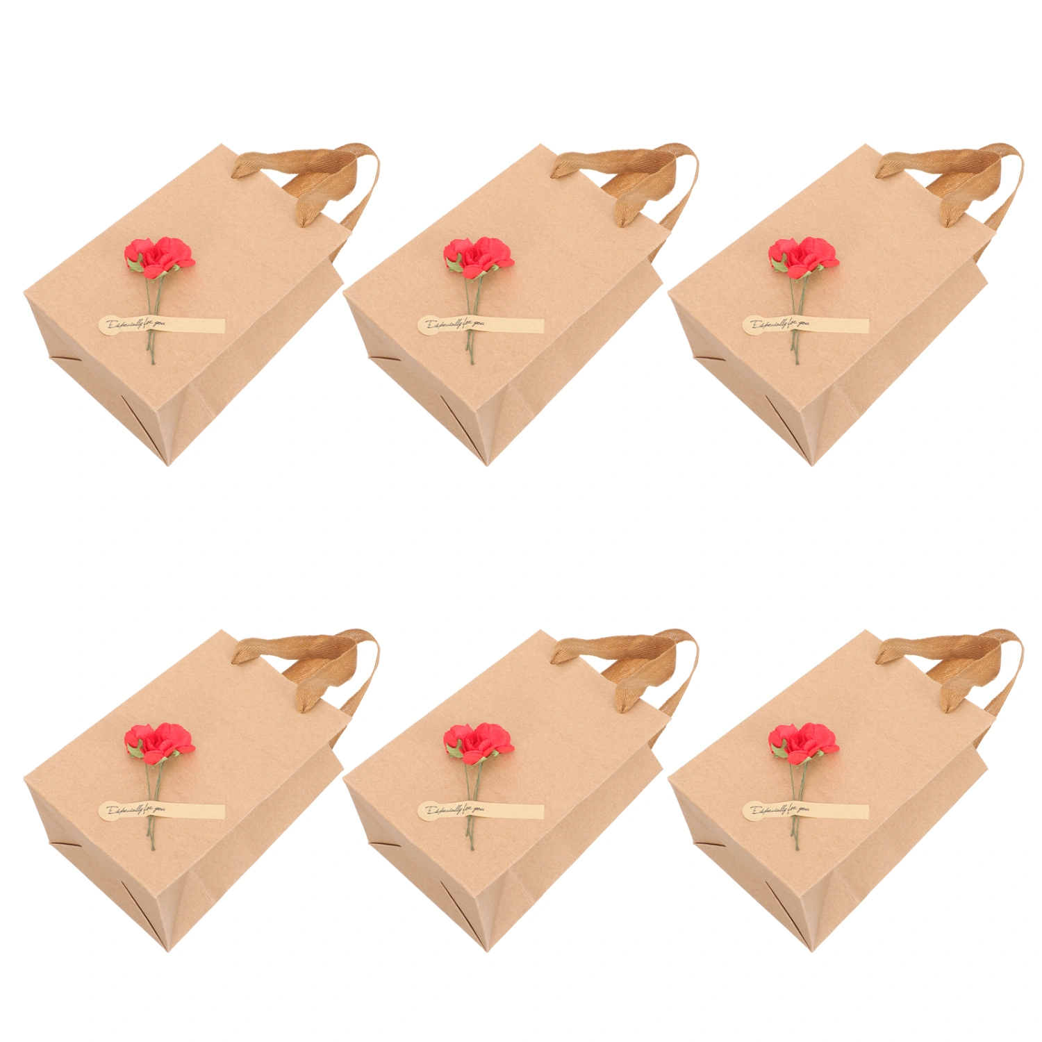 6Pcs Kraft Paper Bags Kraft Takeaway Bags Paper Bags with Handles Paper Bags